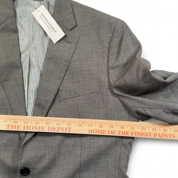 Banana Republic Tailored Fit Wool Blazer Silver Grey Mens 42R‎ Suit Jacket NWT